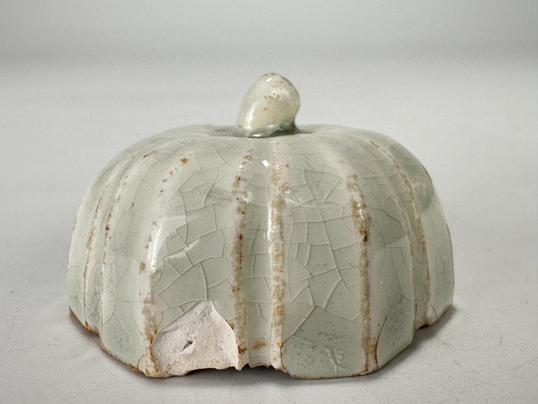 中国美術　宋時代　青白磁　影青　瓜形香合　蓋物　茶道具　時代　唐物　古物　古玩