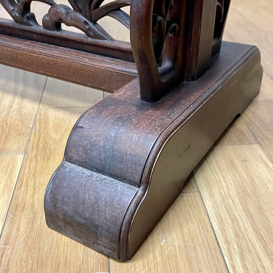 唐木指物 透し彫り 紫檀衝立