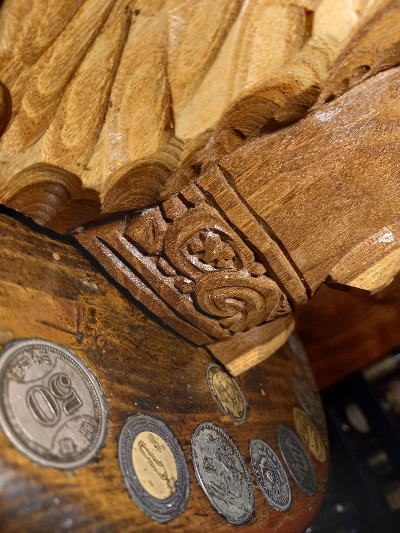 希少　千島アイヌ　シマフクロウ　コロボックル　マキリ　槐　一刀彫