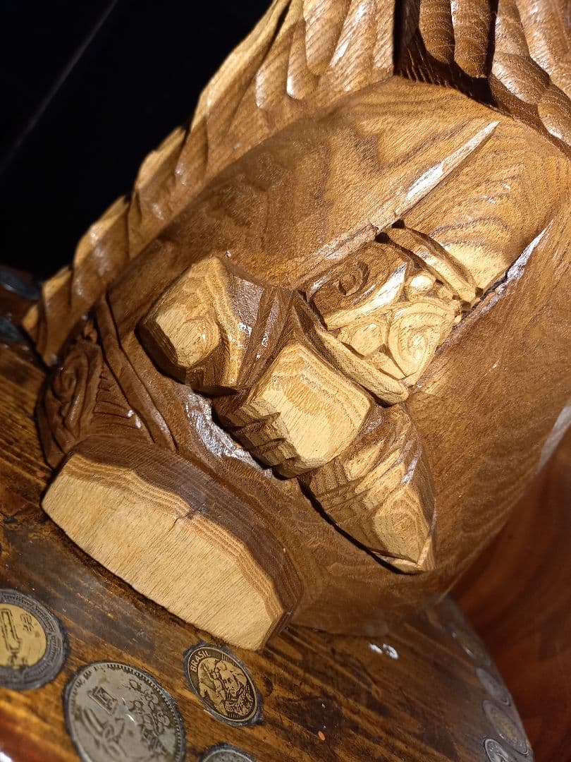 希少　千島アイヌ　シマフクロウ　コロボックル　マキリ　槐　一刀彫