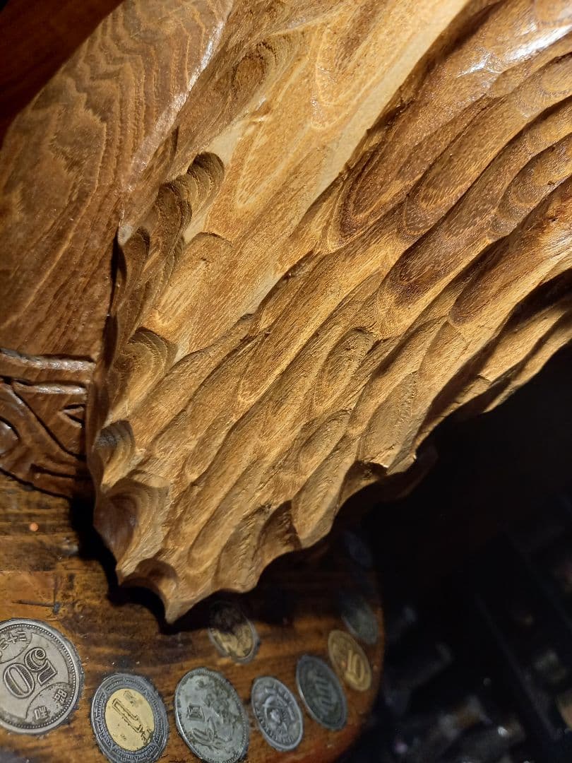 希少　千島アイヌ　シマフクロウ　コロボックル　マキリ　槐　一刀彫