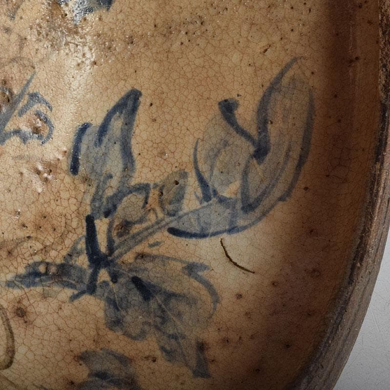 茶道具　瀬戸焼　加藤春岱作　三島写　染付花文　刷毛目　鉢　V　R9291