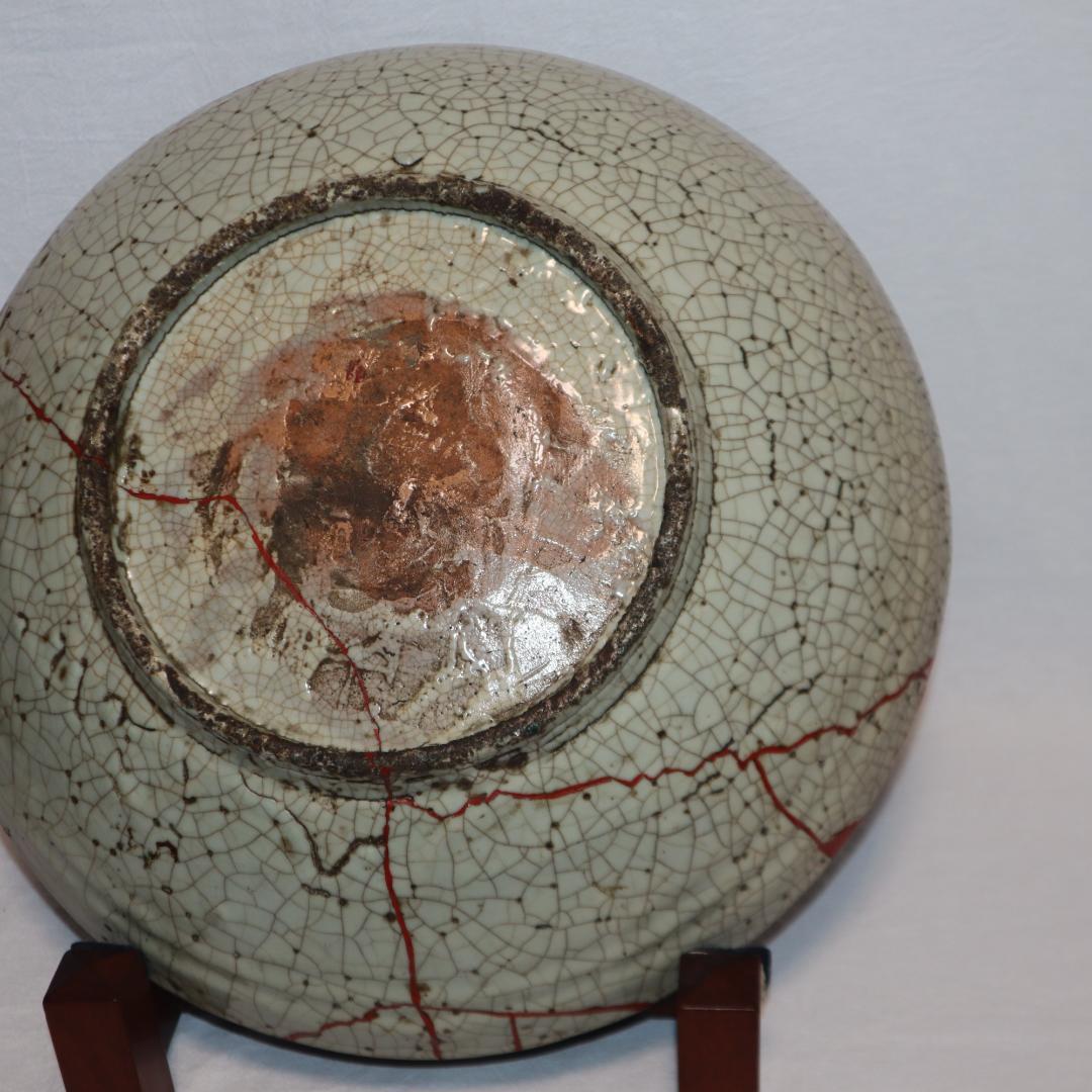 本家　呉須赤絵　貫入手大皿