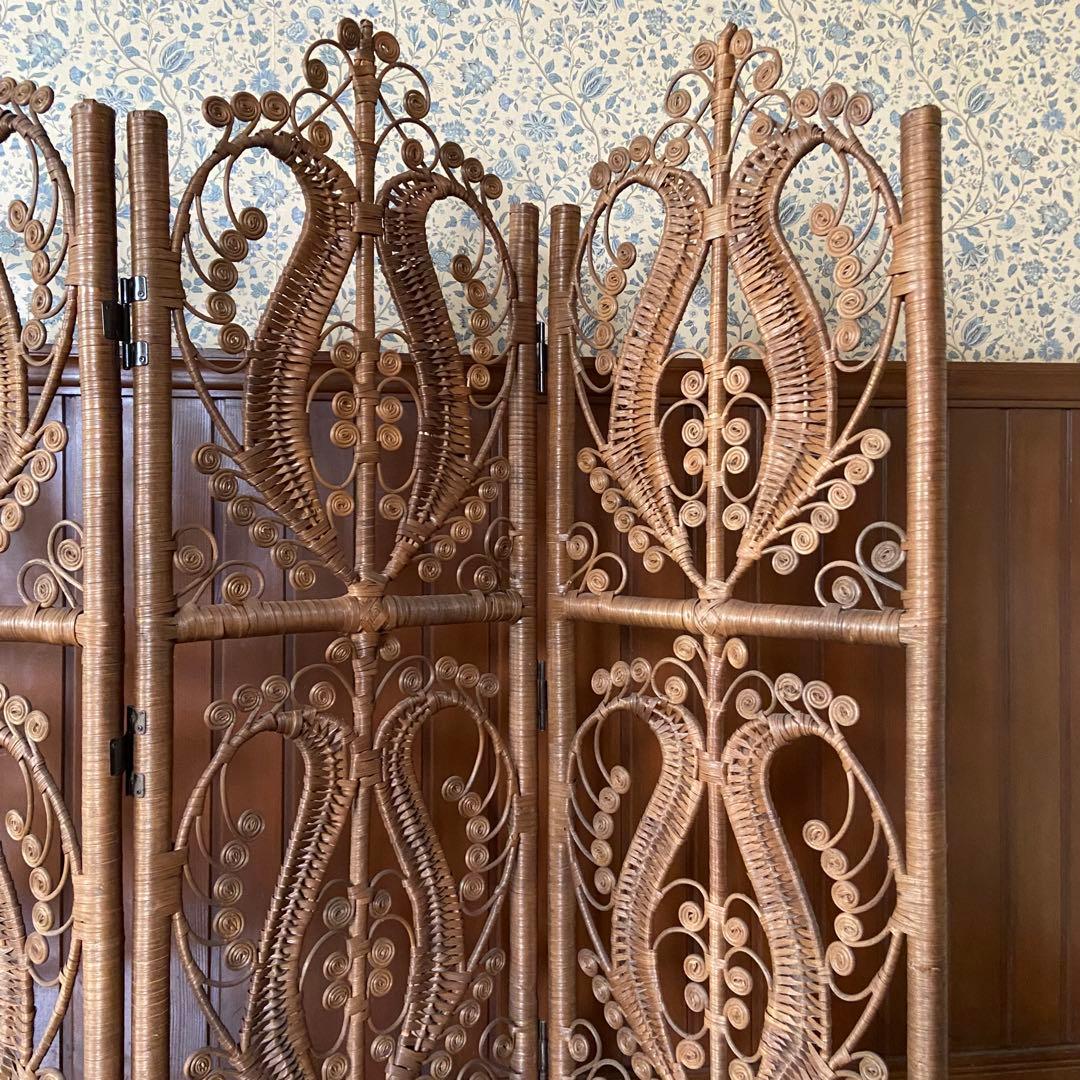 オールドラタン　パーテーション　インテリア　間仕切　美品