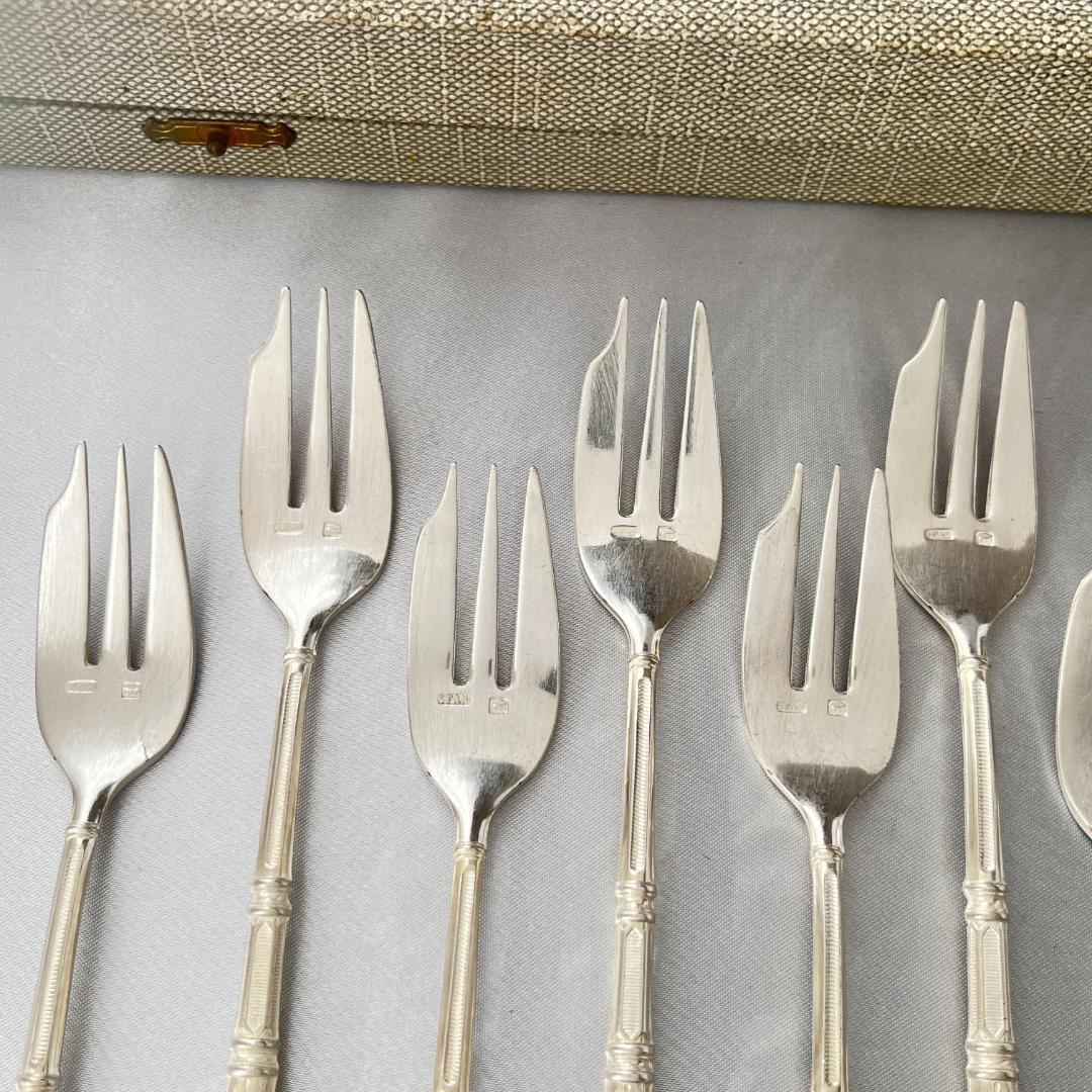 【SFAM】 ロシア様式のケーキフォーク 12本組 仏蘭西 14cm ケース