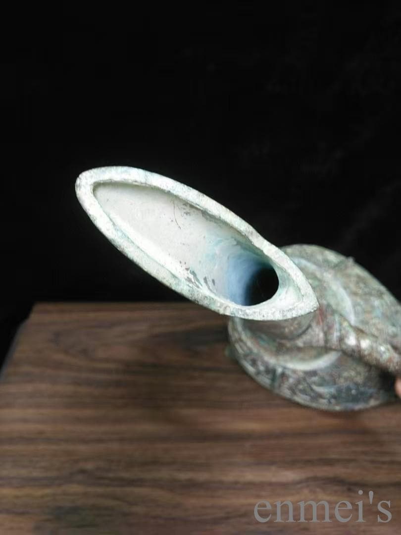 中国古美術 青銅器 長頸壺 酒器 饕餮文 唐物 骨董 彫刻工芸 禮器 風水鎮宅