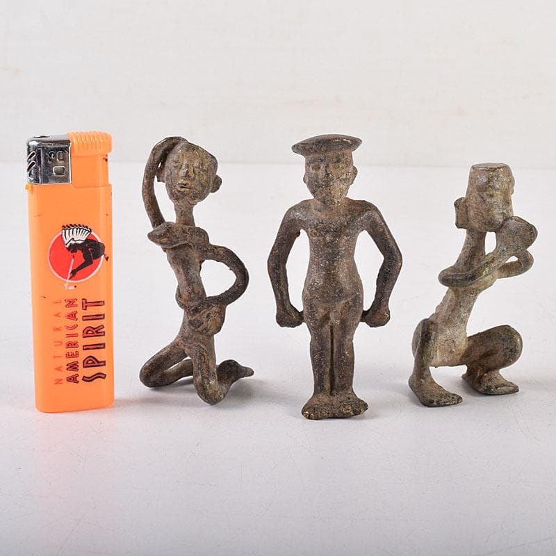 中国　古銅青銅　人物像　置物　3点まとめて　V　R8527