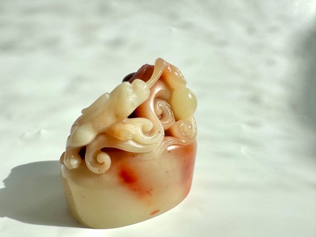 【螭虎献瑞】 古獣　美品　寿山石　高級印材　篆刻　印石　印石