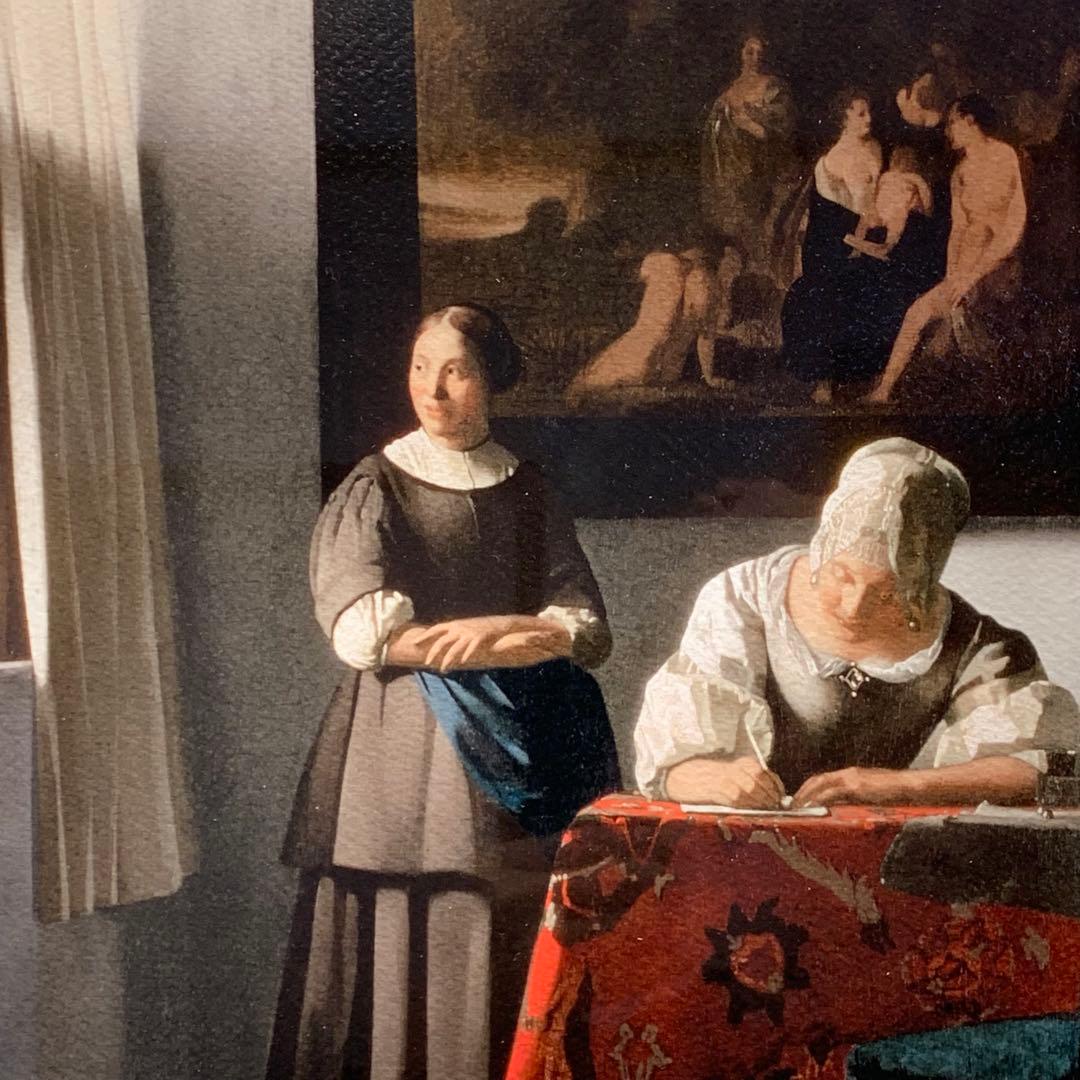 ヨハネス・フェルメール 「手紙を書く女と召使い」 18/250 シルクスクリーン