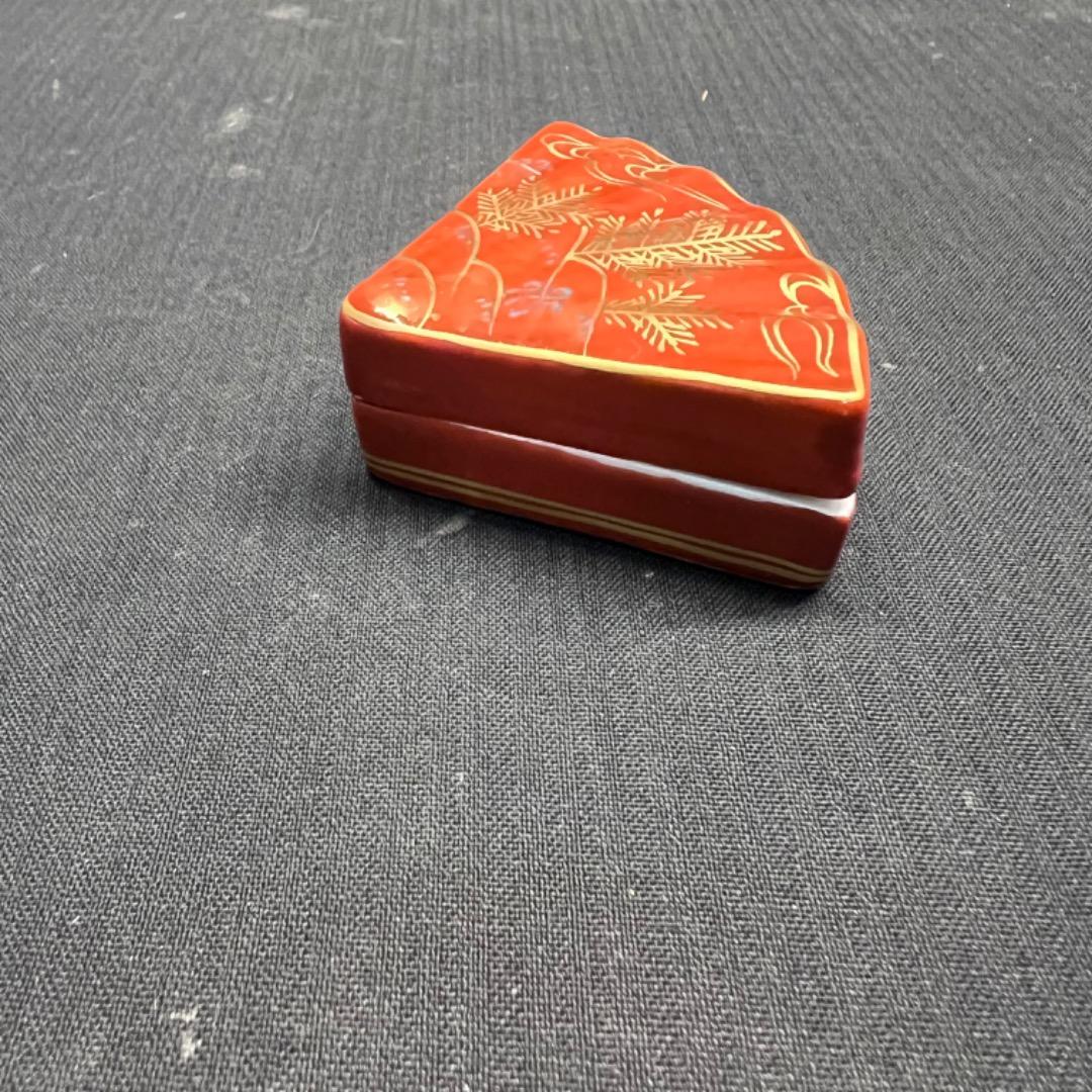 〇Ea右1020 香合 橋本龍岳 金襴手 扇面香合  香道具 茶道具