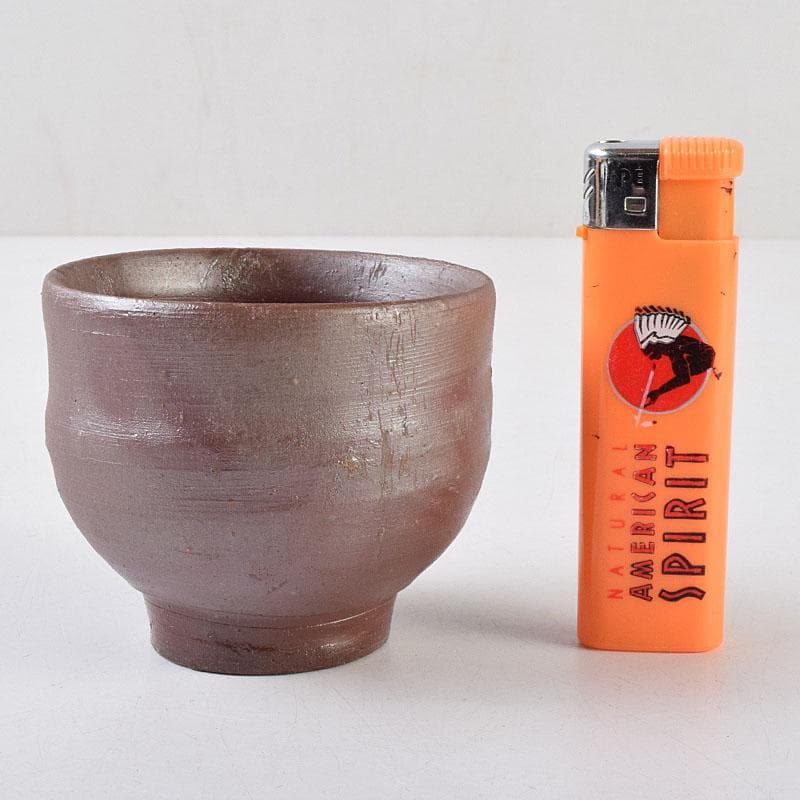 備前焼　人間国宝　藤原雄作　盃　ぐい呑　共布共箱　C　R9249