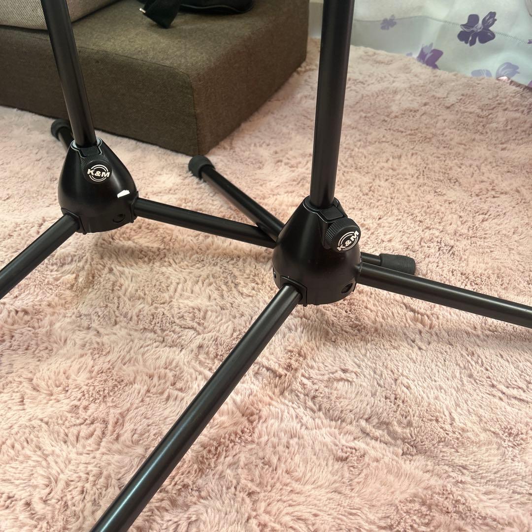 K&M マイクスタンド 2本、ケースセット