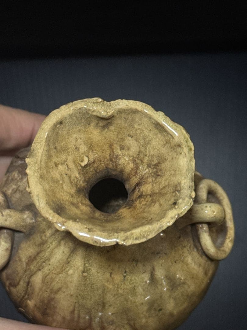 超絶技巧 宮島 一角 造 楼閣山水図 耳付 花瓶 共箱付 茶道具