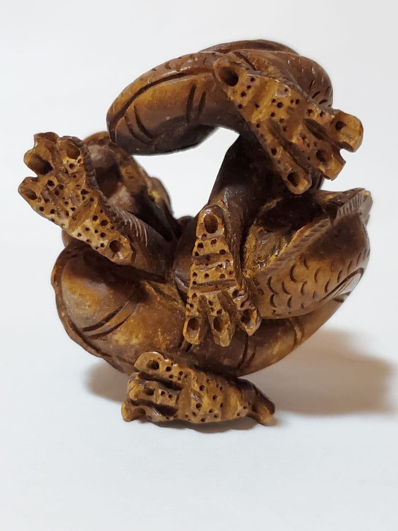 龍　竜　一刀彫　ドラゴン　木彫り　置物　骨董　ヴィンテージ　アンティーク