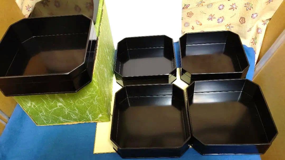 縁高、黒真塗木製、未使用品、いの番