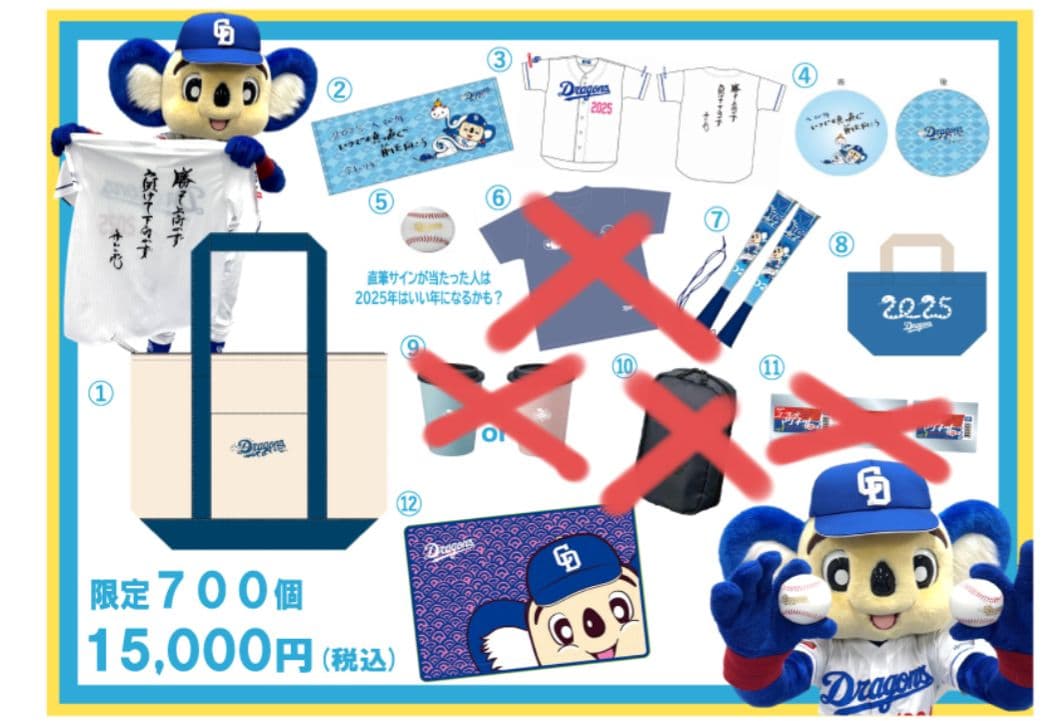 ドラゴンズショップ　2025巳年福袋　欠品あり