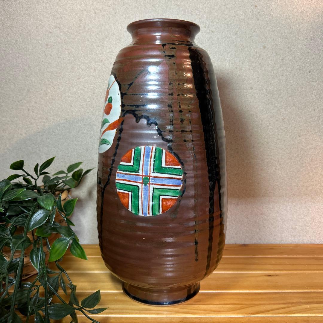 期間限定お値下げ　陶器の花瓶 手描き　フラワーベース