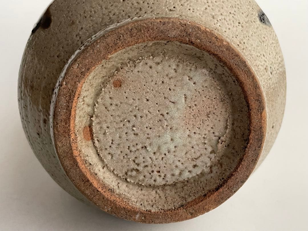 陶芸家　濱田庄司　浜田庄司　？　鉄絵　トウキビ文　花入　花瓶　箱なし　益子　民芸