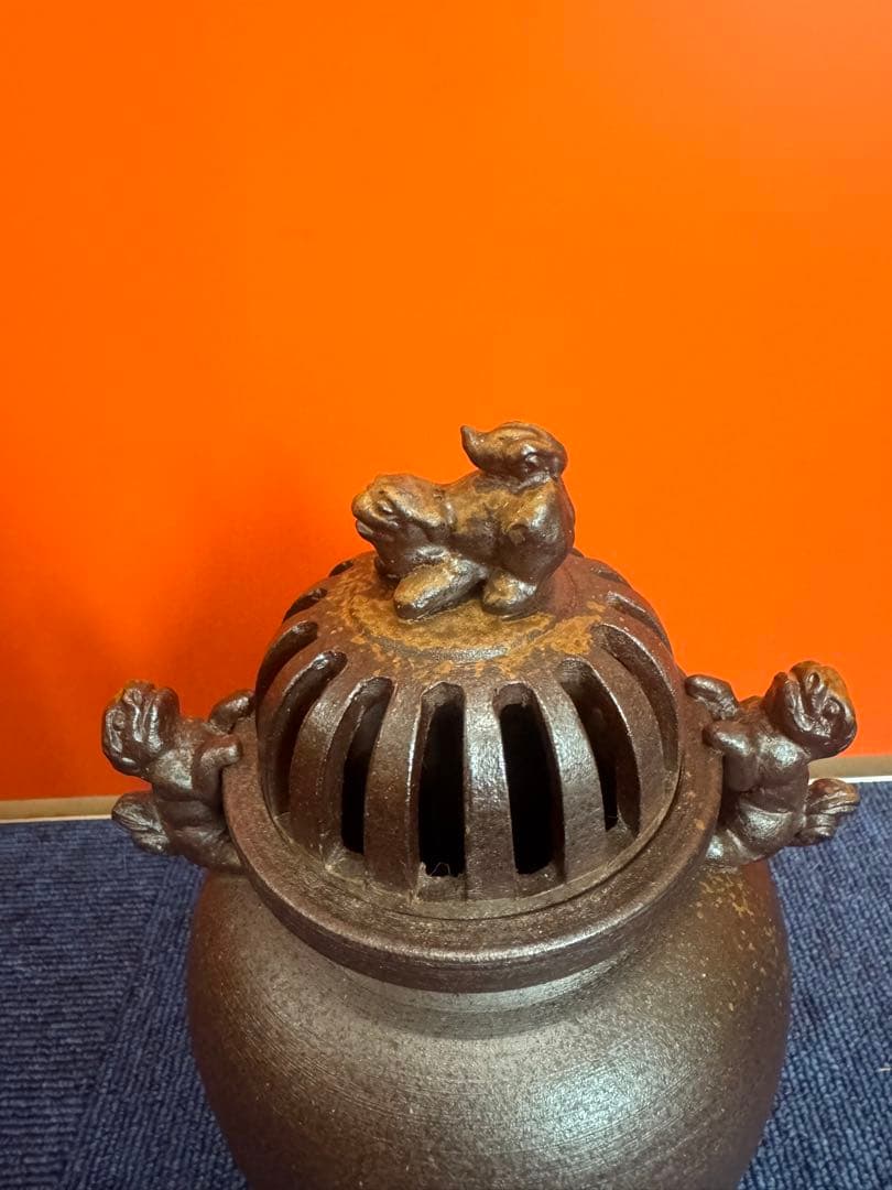 1769 備前焼　武蔵銘　獅子三足　香炉
