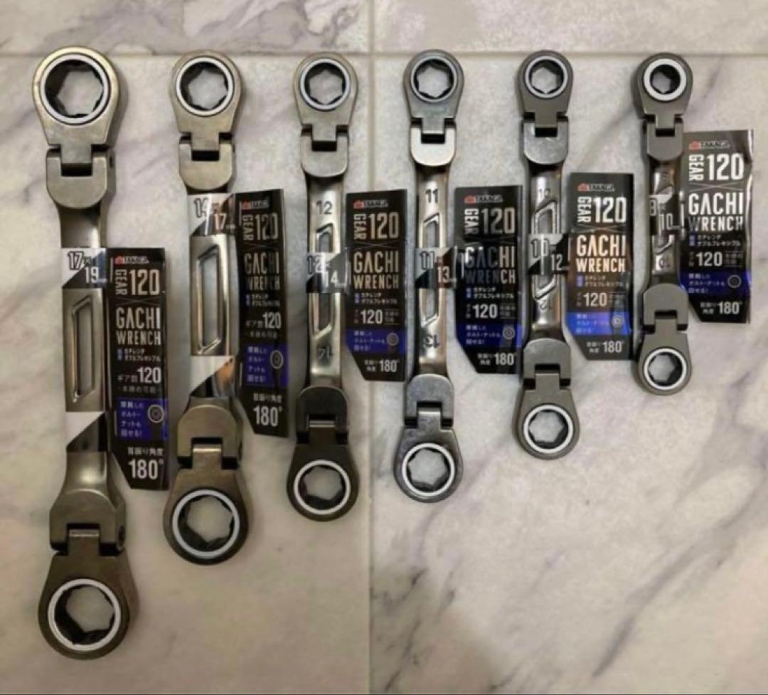 【新品】首振りダブルギアレンチ 軽量ガチレンチ ダブルフレキシブル 全6種セット