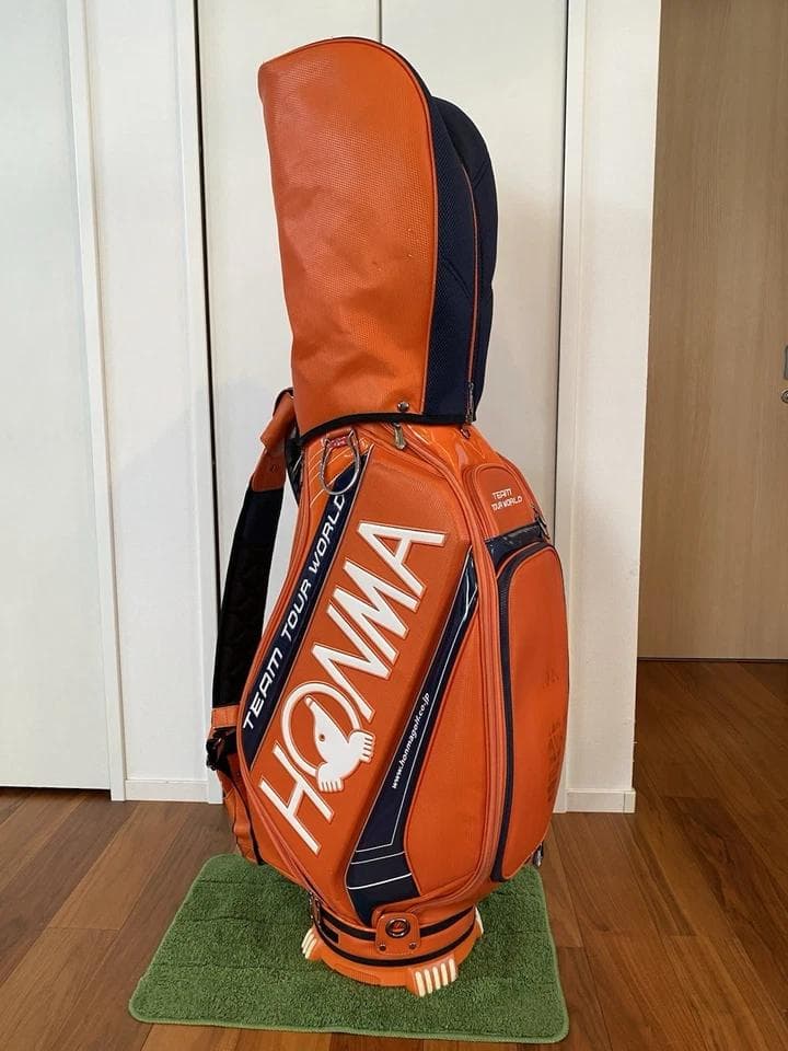 本間ホンマ ツアーワールド オレンジ 多機能カートバッグ ゴルフ　キャディバッグ