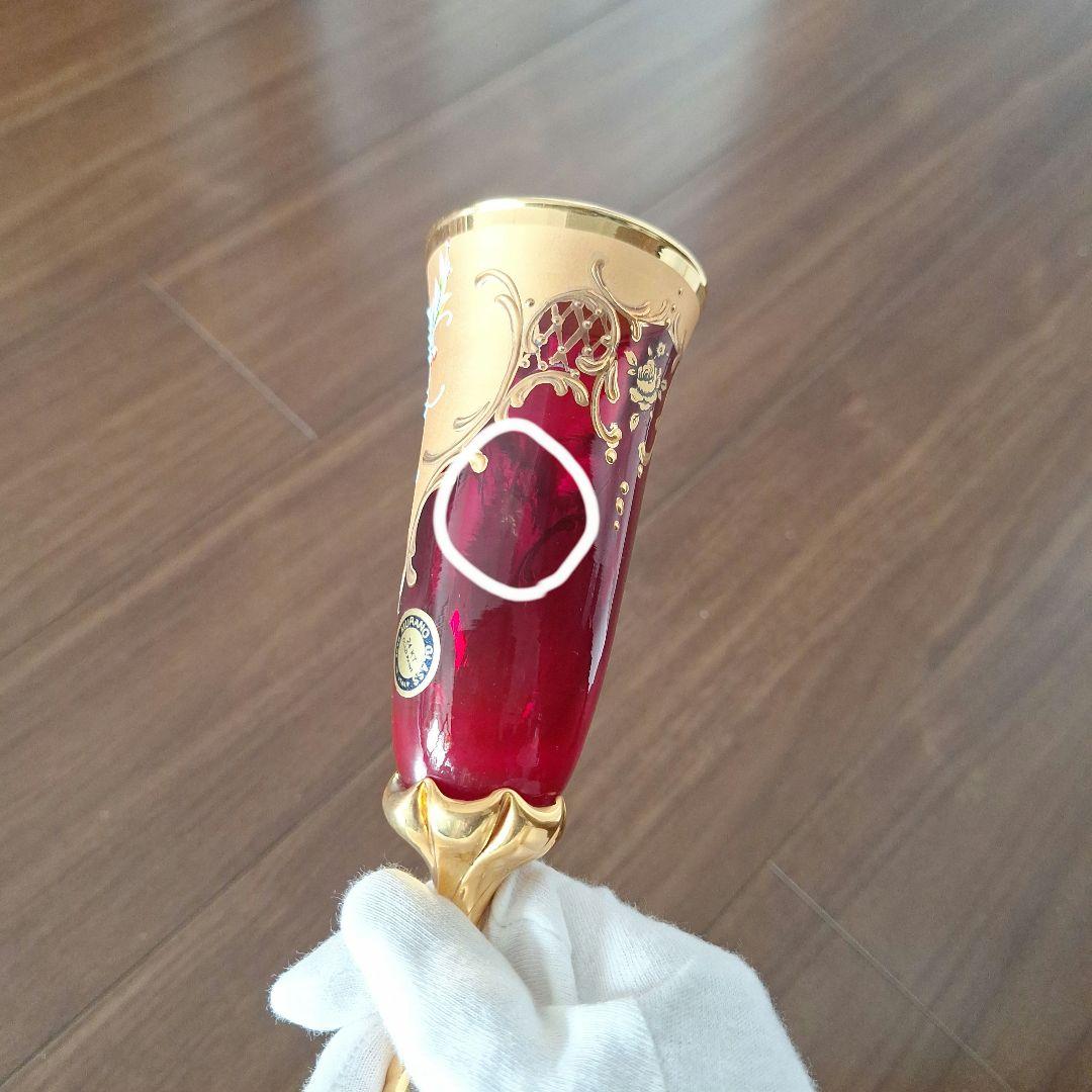 ベネチアングラス　花柄 シャンパングラス 6個セット　ムラノグラス