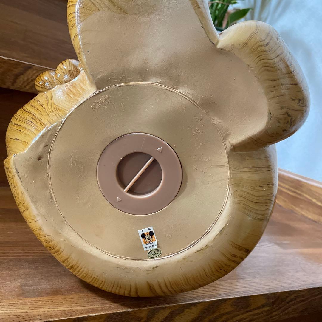 ディズニー　ミッキー　ミニー　木目調　貯金箱　置物