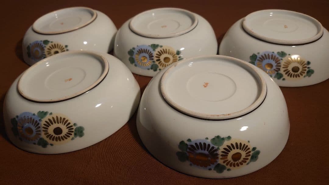 古九谷　九谷焼　なます皿　色絵　金襴手　宝の図　蔵出し　５客