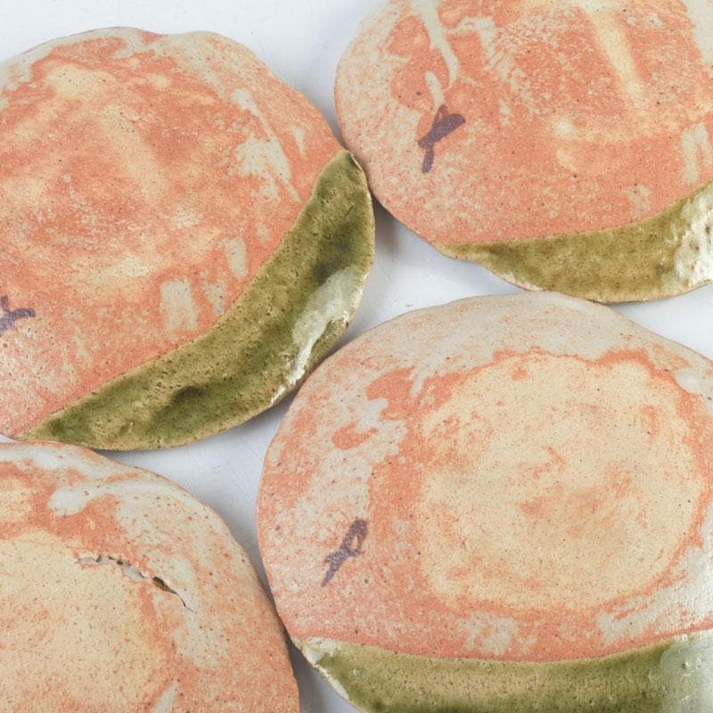 和食器　茶懐石　織部焼　蟹図　銘々皿　五客　C　9286