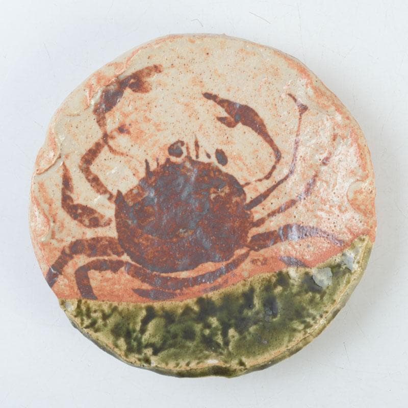和食器　茶懐石　織部焼　蟹図　銘々皿　五客　C　9286