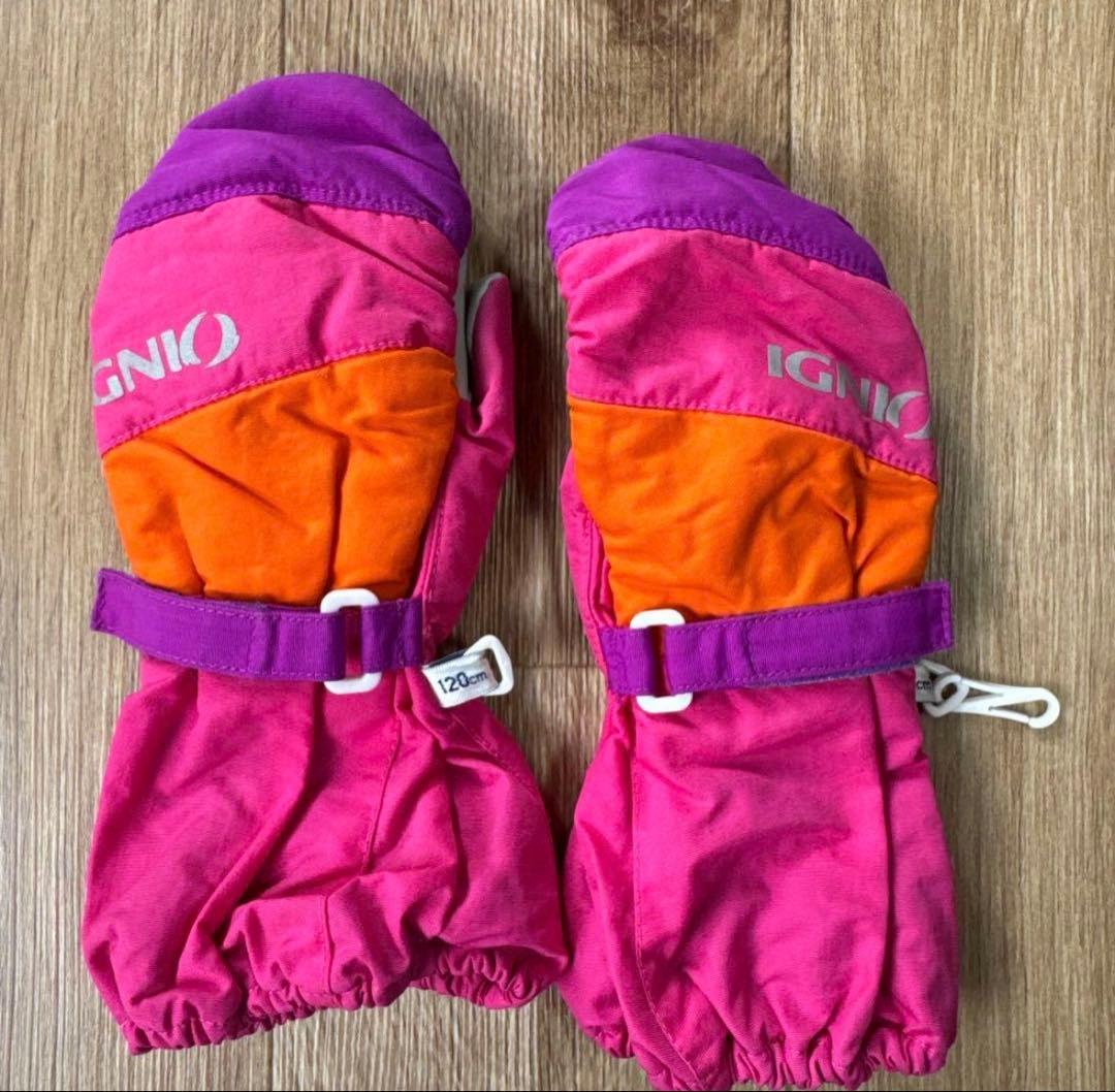 Columbia 子供用フード付きジャケット ピンク/オレンジ　手袋セット