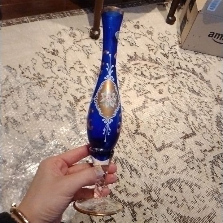 ★SALE★イタリア★T.MURANO GLASS★ガラス★手描き絵付★花瓶★