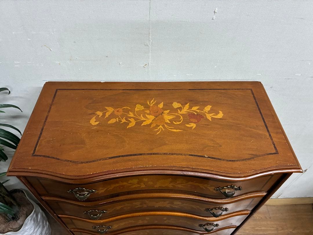 管458☆イタリア製☆アンティーク☆象嵌細工☆ヴェローナクラシック☆6段チェスト