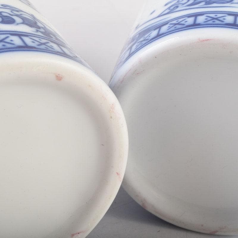 中国　青花　雲龍鳳凰文瓶　花瓶　唐木台付　一双　箱付　V　9066A