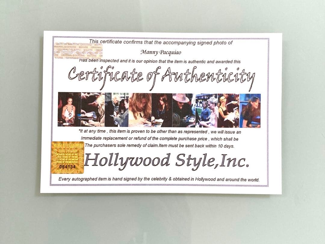 マニーパッキャオ直筆サイン2Lサイズ写真…Manny Pacquiao