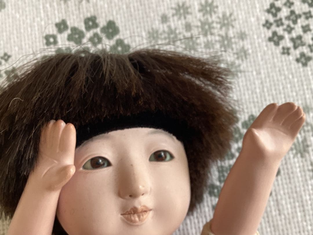 松乾斎東光　喜光　市松人形 （裸）抱き人形　全長約33cm 短い黒髪