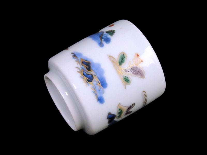 古伊万里　染錦　春駒の図　のぞき　猪口　A868AS-CYt