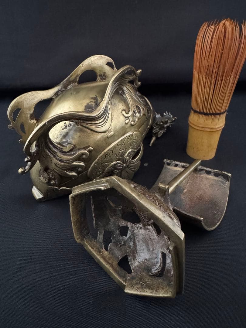 香炉　宝船 龍 銅 彫刻 置物 金運 開運 風水 骨董 インテリア　アンティーク