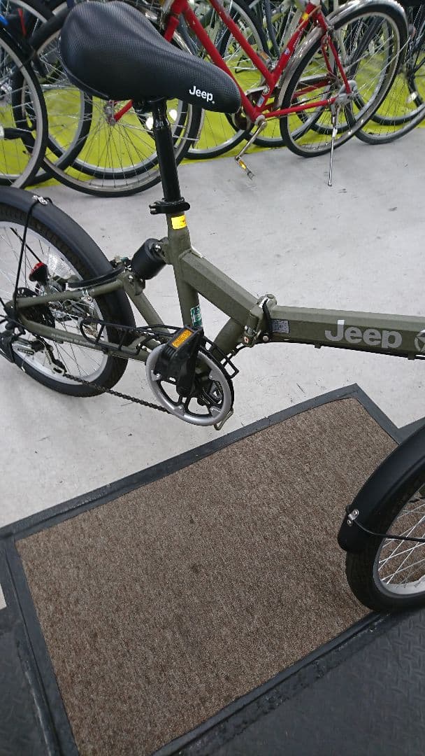 【美品】【引き取り希望】Jeep ジープ 折りたたみ自転車 オリーブグリーン