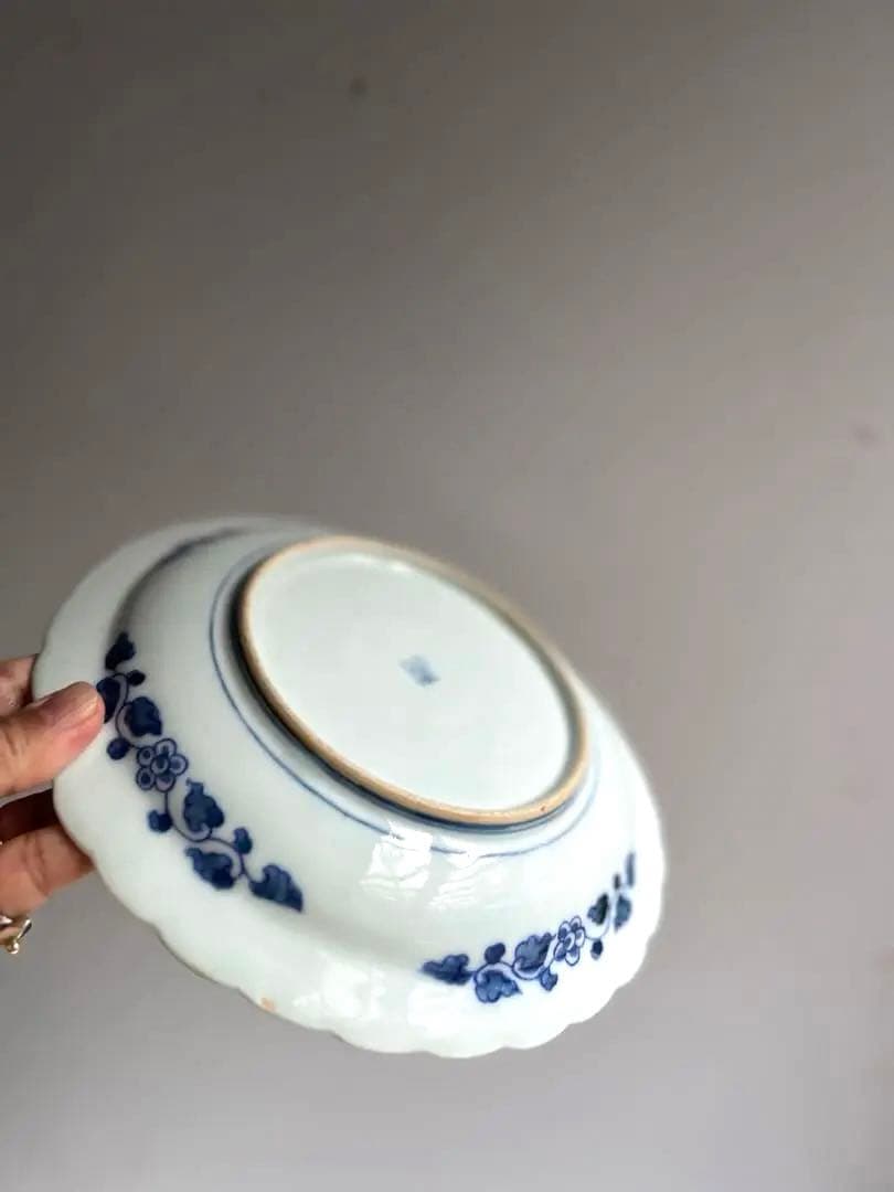 【ケイト様リクエスト】923 骨董 アンティーク 古伊万里 花唐草輪花皿 4点