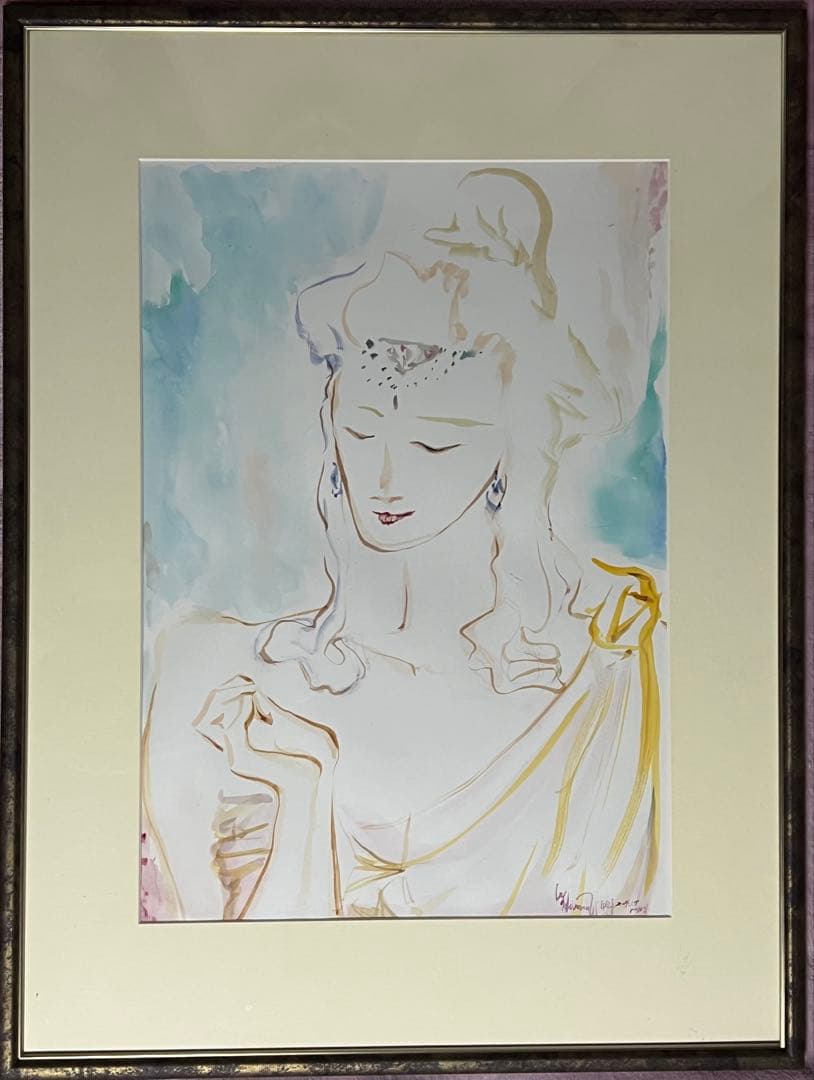 水彩画「菩薩」額装済み