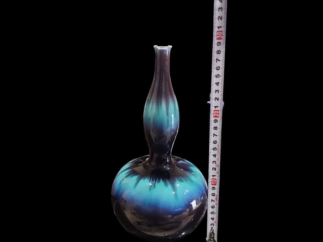 X*g様 人間国宝 九谷焼 三代徳田八十吉 彩釉 花生 (正彦)作 金継ぎ 古美