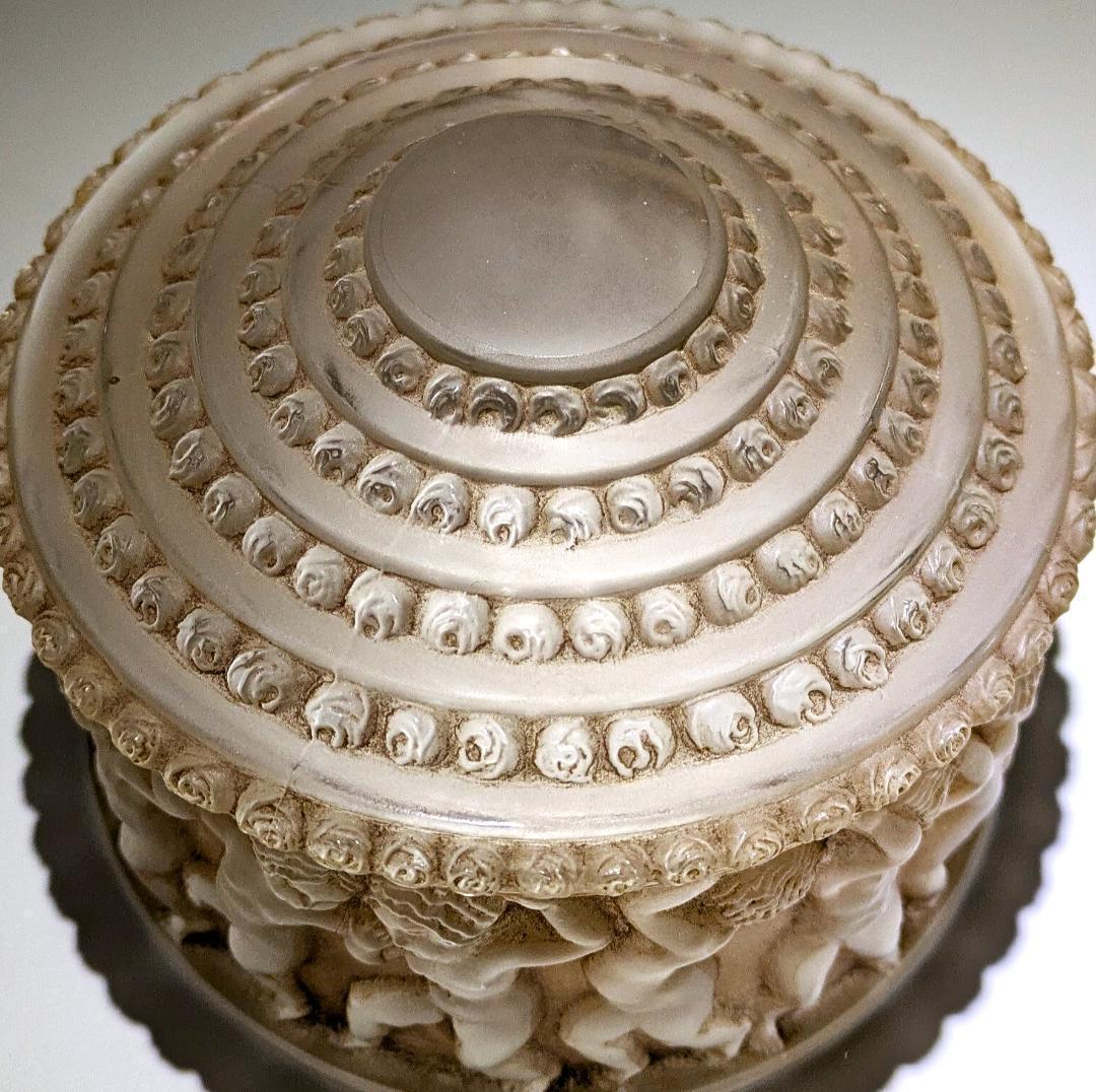 ★生命の神秘★ルネ ラリック アンファン希少な茶パチネ蓋物神秘の子供