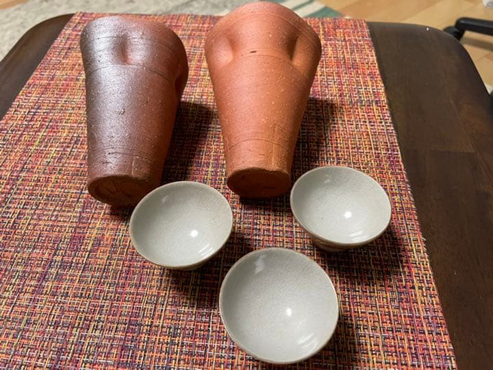 備前焼き　ビァグラス、お猪口
