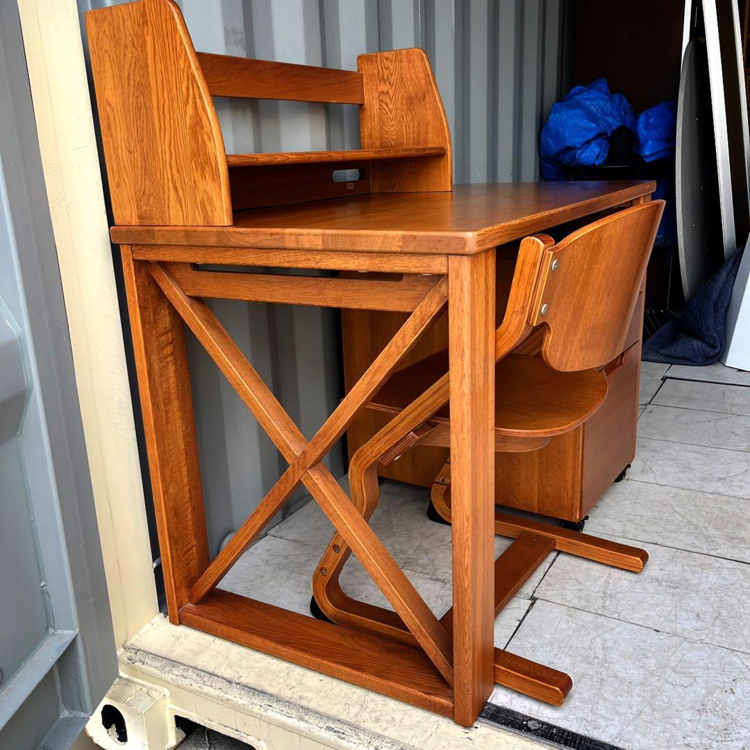 取付無料！コスガ家具 ワークショップ 天然木ワーキングデスク・ワゴン・チェア✨