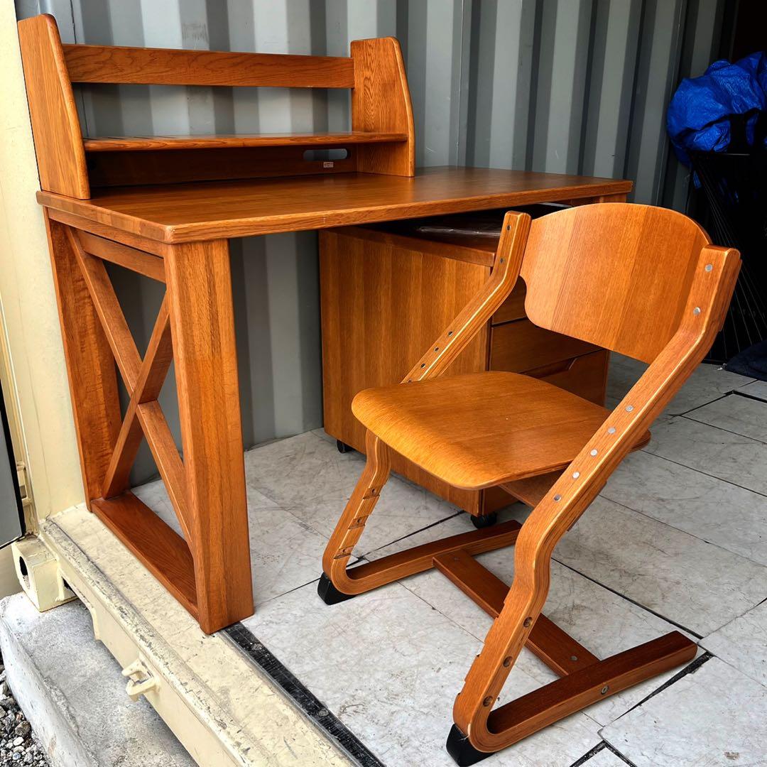 取付無料！コスガ家具 ワークショップ 天然木ワーキングデスク・ワゴン・チェア✨