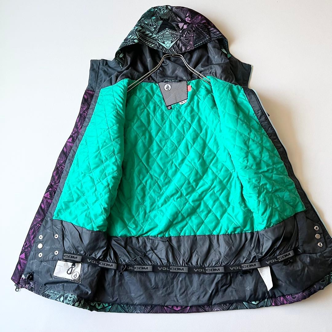 3281【美品】ボルコム　ジャケット 総柄 中綿入り スノボウェア レディース