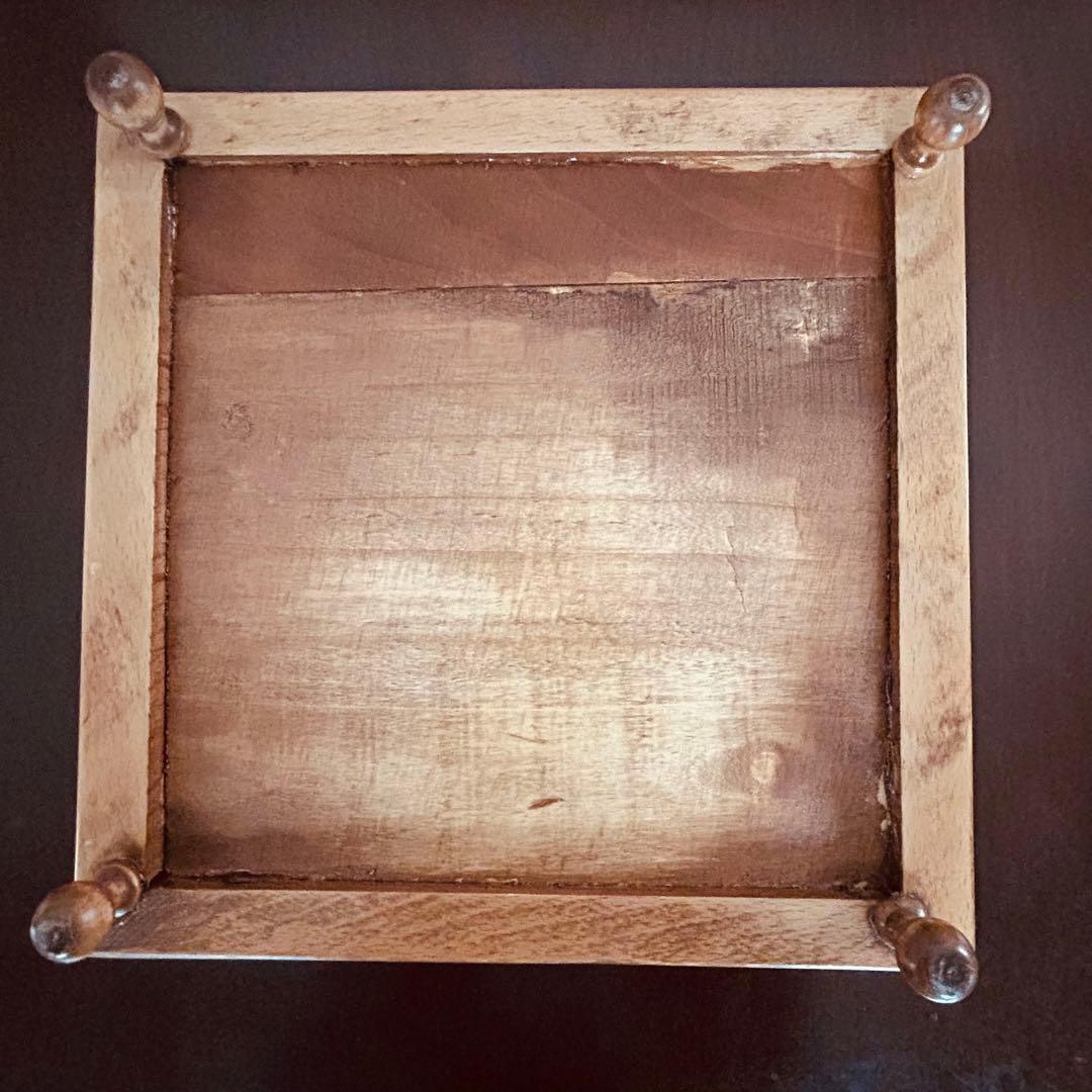 フランスアンティーク　トリベッド　足付き　鍋敷き　木製＆陶磁器