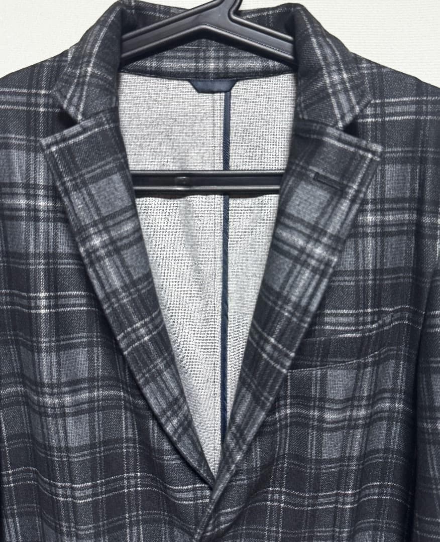 アダバット ハイブリッドダウン タータンチェック柄 テーラードジャケット 48