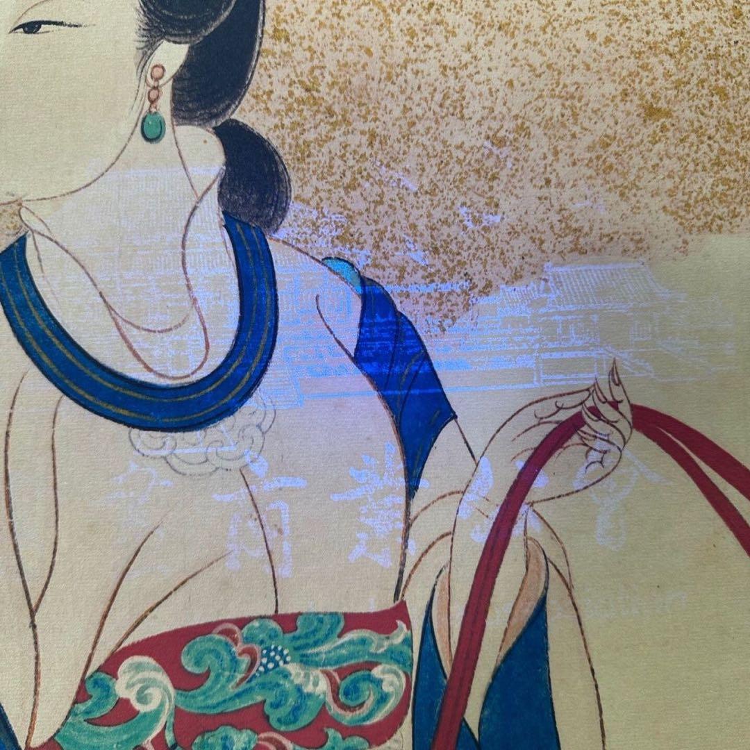 張大千 蟠桃献寿 三尺中堂 掛け軸｜証書付き｜中国人物画